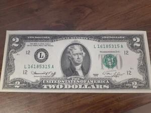 1976 $2 Two Dollar Bill Note Low Serial Number, Uncirculated - Picture 1 of 3