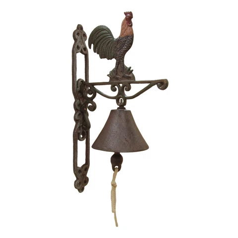 Metal Wall Mount Rooster Welcome Bell Rustic Farm/Yard/Garden/Patio Door Decor Cover
