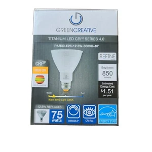 Green Creative Titanium LED Light Bulb, PAR30, 12.5 watt, 900 Series, 3000K NEW - Picture 1 of 7