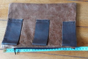 Brand New Homesewn Genuine Brown Leather Zipped Belt Purse (Unisex) - Picture 1 of 11