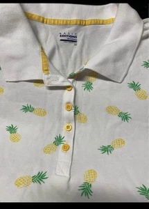 New With Tags-Woman’s Basic Edition Shirt-Size 2x-White With Pineapples 🍍 - Picture 1 of 5