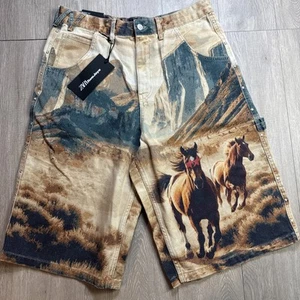 ¡Raro! Pantalones Cortos Sueltos ZARA X TWOJEYS Caballo EDICIÓN LIMITADA TALLA 31 Actual 34x14 - Imagen 1 de 12