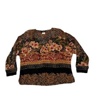 Carole Little Boho Chic Top Women’s 6 (See Pics) Country Floral Art to Wear - Picture 1 of 8
