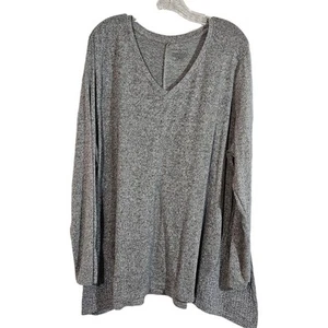Lane Bryant 22 24W Plus Size leichter Pullover schwarz grau meliert Relaxed Fit - Bild 1 von 9