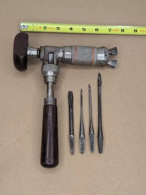 IV498 Stanley No. Угловая ручная дрель 982 из палисандра универсальная с 4 битами - Изображение 1 из 4