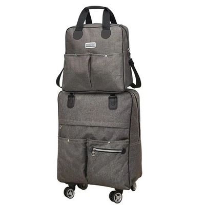 Conjunto de bagagem rolante 2 peças com rodas giratórias e bolsa de transporte empilhável embaixo - Imagem 1 de 4