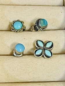 VTG Southwest Sterling Silver Turquoise Earrings 4 Pieces - Picture 1 of 3