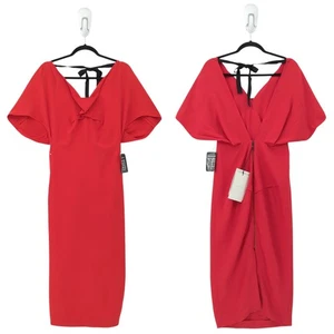 Roland Mouret Damen 4 Marianne Kleid Love rot Net-A-Porter drapiert Midi Stretch - Bild 1 von 12
