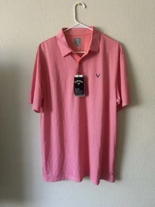 NWT Men’s Callaway Opti-Dri Golf Polo Shirt Orange Checkered Size Large - Picture 1 of 5