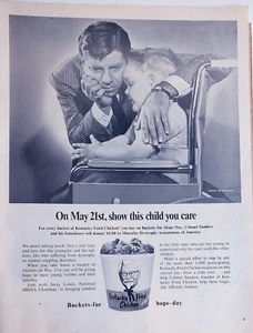 Anuncio impreso de KFC Jerry Lewis efímero decoración de arte de pared coronel Sanders 1968 - Imagen 1 de 1