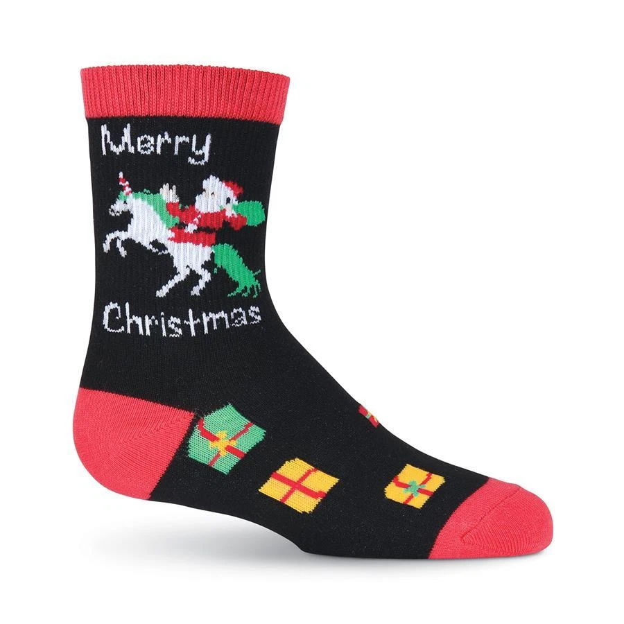 K. Bell Kid's Unicorn Santa, Black, Sock Size 7-8.5/Shoe Size 11-4, 1 Pair - Image 1 of 1
