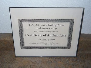 U.S. Astronaut Hall of Fame and Space Camp - John Glenn Historic Flights Plaque - Picture 1 of 2