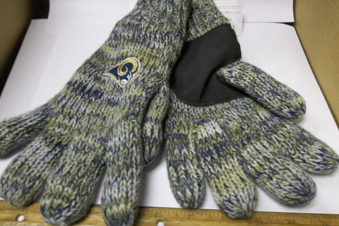RAMS Woven NFL PEAK Winter GLOVES Adult 1 sz Forever Knit liner w grip Cover