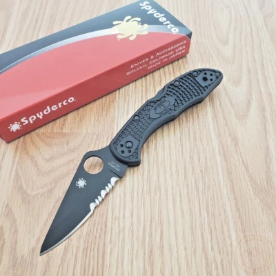 Spyderco Delica 4 Folding Knife 3" VG-10 Steel Part Serrated Blade FRN Handle - Image 1 of 4
