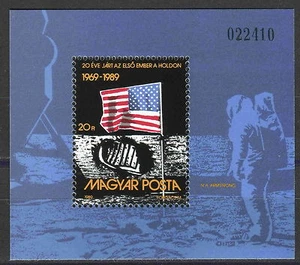 Hungría 1989 - Espacio - 20 Aniversario del Vuelo a la Luna - Bandera - MNH S/Hoja - Imagen 1 de 2