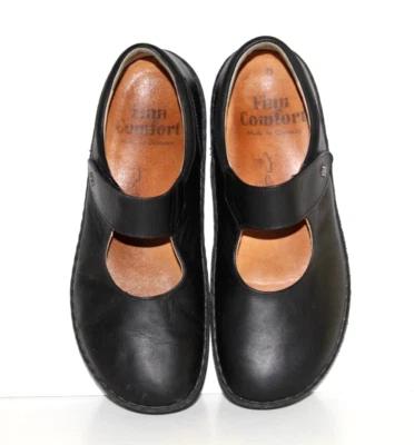 Women's Finn Comfort Black Leather Mary Jane Shoes Adj Strap Size 9; 40 EUR - Image 1 of 4