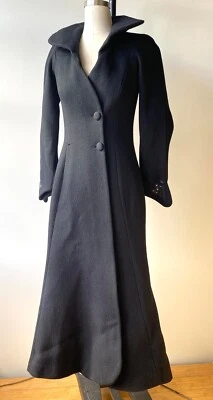 Diana Leslie Coat Vintage 1960's Black wool embroidered made in Ireland - Image 1 of 4