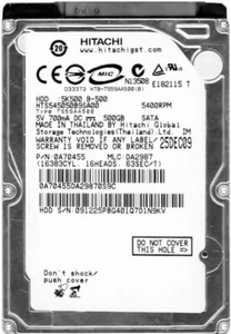 Hard Drive Hitachi Travelstar 5K500.B HTS545050B9SA00 500GB 5.4K 8MB SATA 2.5'' - Picture 1 of 3