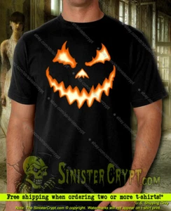 Halloween Pumpkin Spooky Face t-shirt, Jack o'lantern Costume, Small to 6XL - Picture 1 of 4