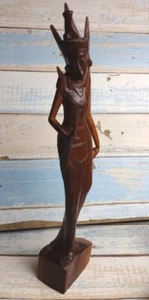 Indonesia Madera Mujeres Guerreras Escultura Tallada a Mano Firmada Bali 12" Artesanal  - Imagen 1 de 15