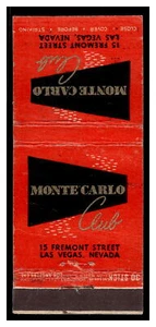 Vintage Matchbook: Monte Carlo Club, Las Vegas, NV - Picture 1 of 2