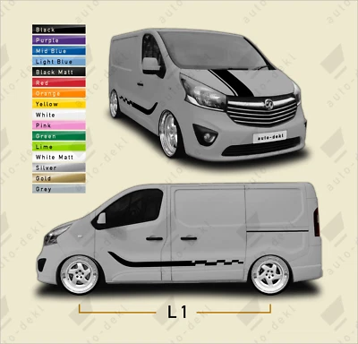 Se adapta a Vauxhall Opel Vivaro L1 SWB - Kit completo de rayas para furgoneta con capó + ambos lados - Imagen 1 de 4