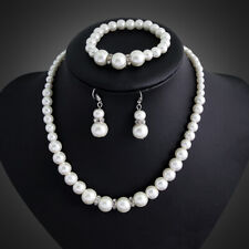 Elegant 8mm Faux White Pearl Necklace 18 Inch - with Silver Plated Clasp