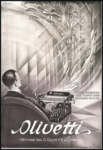 PUBLICITY 1928 OLIVETTI M20 TYPEWRITER RUNS WITH GIBELLI IDEAS - Picture 1 of 1
