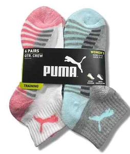 Puma Women's Quarter Crew Socks Pack of 6 Multicolor  NEW with TAGS - Picture 1 of 11