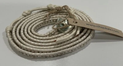 Pulsera envolvente Chan Luu cuentas de plata cuero blanco Foto 1 de 4