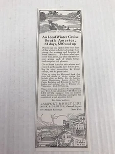 South American Winter Cruise Vtg 1913 Print Ad Lamport & Holt Line - Picture 1 of 3