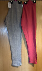 2 pairs girls age 11-12 years leggings pink and grey Bnwt