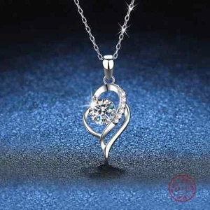 925 Sterlingsilber 0,5 kt Moissanit Braut Halskette - Bild 1 von 3