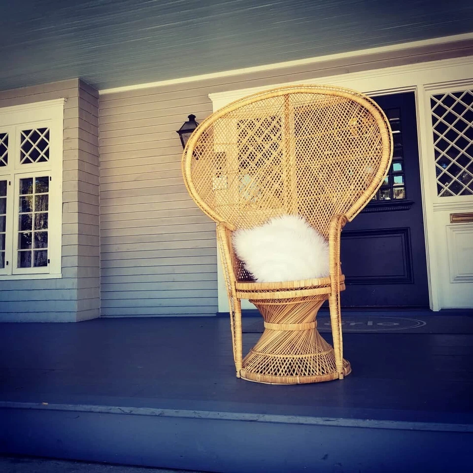 Respaldo ventilador silla pavo real de mimbre  Foto 1 de 1