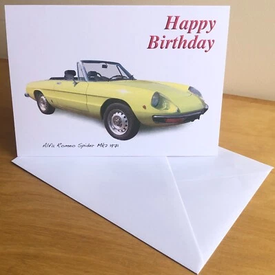 Alfa Romeo Spider S2 1971 - 5x7in Birthday, Anniversary or Plain Greeting Card - Image 1 of 4