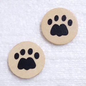 JHB Footprint Wooden Buttons 23mm Shank Black Tiger Paws Animal Sewing Art Craft - Picture 1 of 12