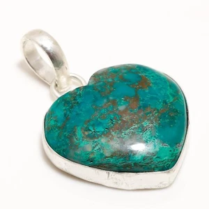 925 Sterling Silver Natural Tibetan Turquoise Gemstone Pendant Jewelry Size 2.0" - Imagen 1 de 4