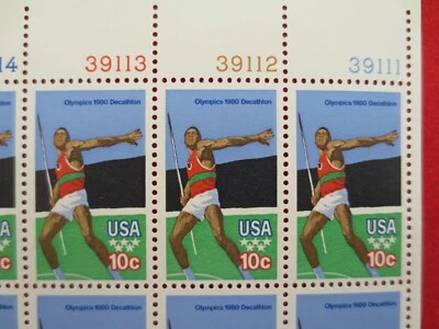 DOC Scott #1790 Olympics Decathlon Javelin 10¢ 1979 Sheet of 50 MNH XF - Image 1 of 3