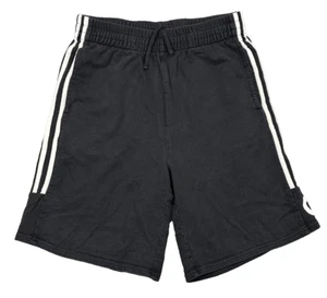 Adidas Athletic Shorts Youth XL 18-20 Black with White Stripes Pockets Spellout - Picture 1 of 16