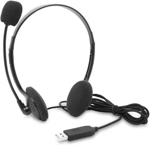 USB Headset with Microphone, Computer Headphones for Laptop, Lightweight PC Call - Picture 1 of 7