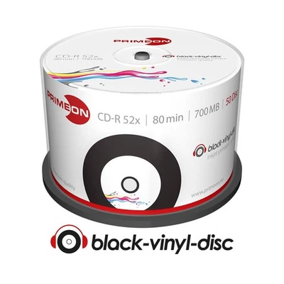 50x Top CD-R Rohlinge 80Min 700MB 52x Spindel black-vinyl-disc bedruckbar - Bild 1 von 4
