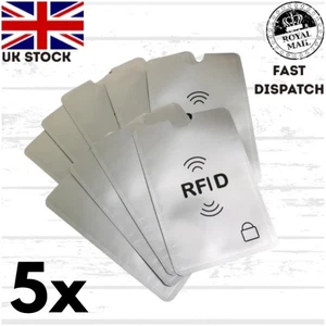 RFID Card Sleeve x5 Wallet Blocking Protector Debit Credit Contactless Security - Picture 1 of 8