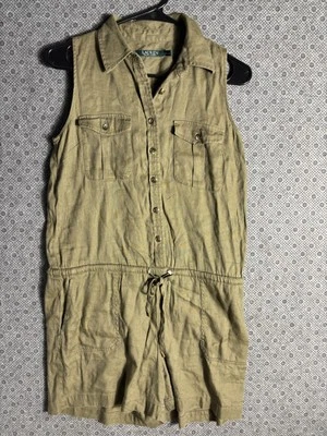 Ralph Lauren шорты Детский комбинезон джемпер льняной смеси оливковый армия зеленый женщин 10P - Изображение 1 из 4