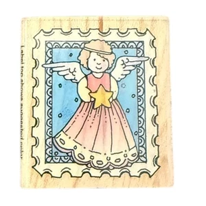 Estampilla postal de ángel Hero Arts B130 estampilla de goma montada - Imagen 1 de 3