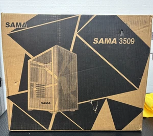 SAMA 3509 ATX Mid Tower Obudowa komputera Stal Siatka Przednie szkło hartowane, czarna - Zdjęcie 1 z 3