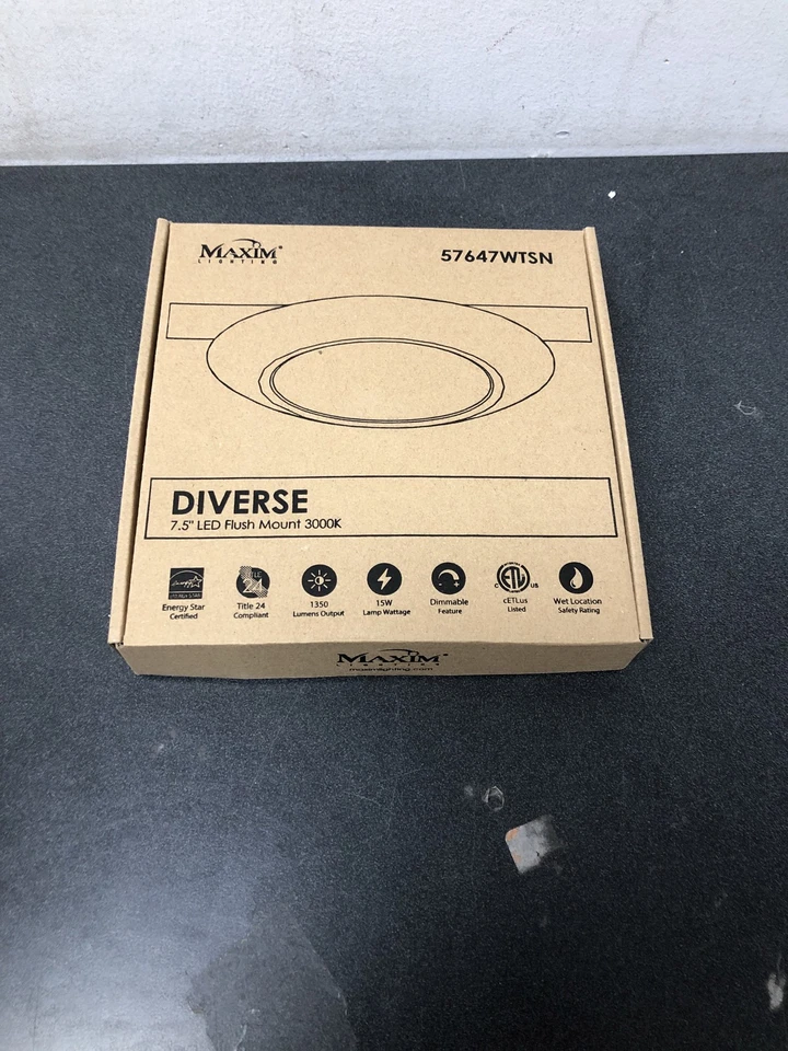 Maxim 57647WTSN Diverse 8" LED Ceiling Fixture - 3000K - 1350 Lumens - White/Sat - Image 1 of 1