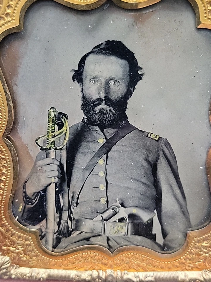 TINTYPE of CIVIL WAR SOLDIER HOLDING A SWORD  - Image 1 of 4