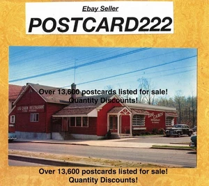 CT Bridgeport 1960s era vintage postcard LOG CABIN & AUTOMOBILE 4485 MAIN ST - Picture 1 of 1