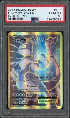 2016 POKEMON XY EVOLUTIONS FULL ART/MEWTWO EX 103 - PSA 10 - Image 1 of 2