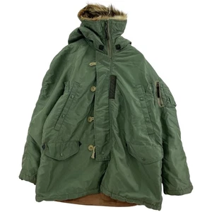 AVIREX N-3B Flight Jacket Khaki Nylon Size M Vintage Used - Picture 1 of 7